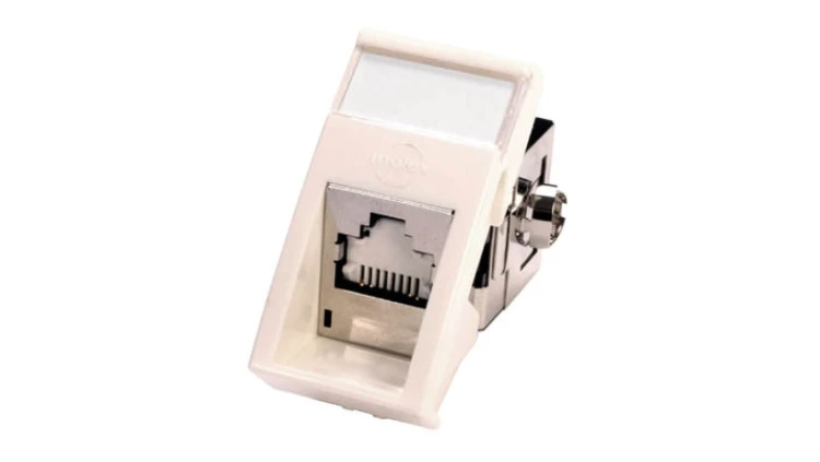 Moduł 22,5x45 mm 1xRJ45 kątowy, 568A/B, STP, PowerCat 6, biały MLG-00022-02