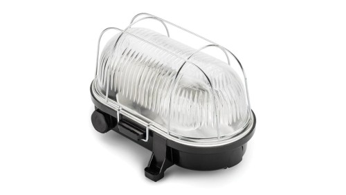 Oprawa LOFT OVAL-7063NB, E27, 100W, czarna-bakelit, klosz przeźroczysty-szkło, IP54, siatka metalowa A1230CZ
