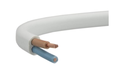 Przewód prądowy H03VVH2-F / OMYp 300V 2x0,75 płaski biały linka Elektrokabel /25m/