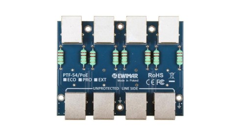 Moduł zabezpieczenia przeciwprzepięciowego LAN / IP CCTV serii EXT, PTF-54-EXT/PoE
