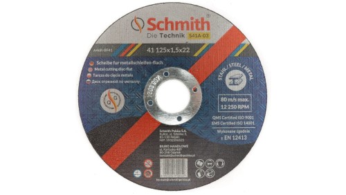 Tarcza do cięcia metalu 125x1,5 mocna Schmith