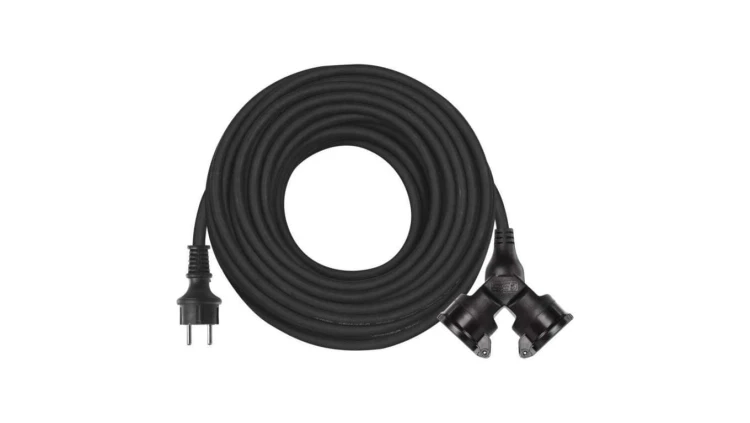 Przedłużacz 2 gniazda 20m 3× 15mm guma P0603