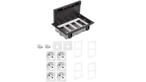KONTAKT SIMON FLOOR BOX puszka podłogowa 6x gniazdo pojedyncze z/u + 2x gniazdo RJ45 kat. 6 nieekranowane do podłóg technicznych
