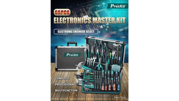 Profesjonalny zestaw narzędzi elektryka i instalatora w aluminiowej walizce PK-1700NB