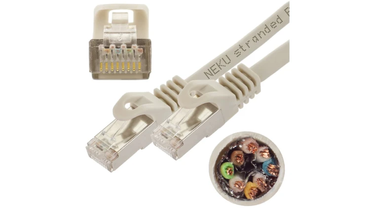 Patchcord S/FTP kat.7 PiMF kabel sieciowy LAN 2x RJ45 linka PoE szary 15m NEKU
