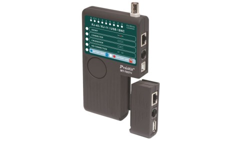 Tester sieci, złącz: RJ-45, RJ-11 / RJ-12, USB A, USB B - krosowanie żył, zwarcie, brak ciągłości MT-7057N