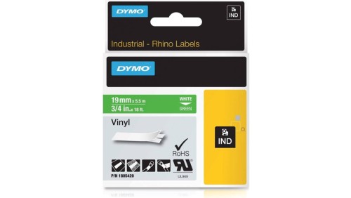 Taśma winylowa do drukarek 19mm x 5,5m biała na zielonym 1805420