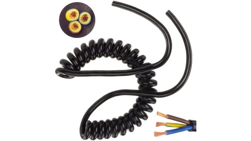 Przewód OMY spiralny H03VVH8-F 3x0,75 0,55m / 2,7m czarny