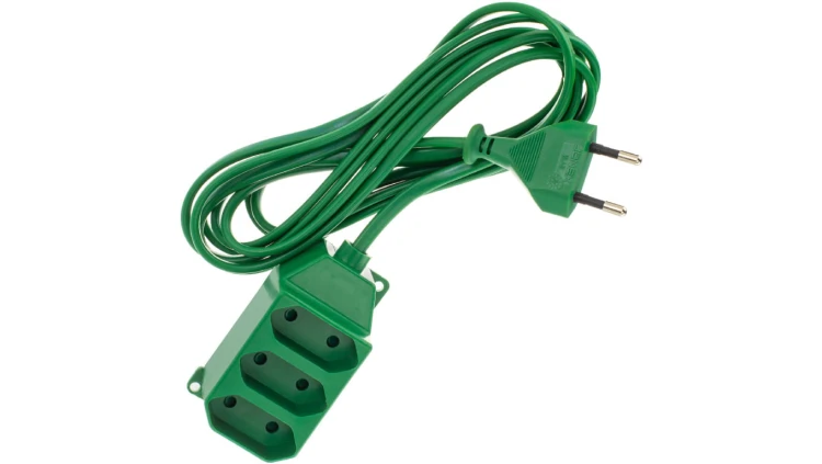 Przedłużacz 3-gniazda b/u Euro 2,5A 3m /OMYp 2x0,75/ zielony PS-362 P