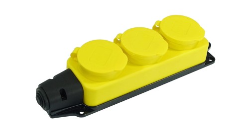 Listwa /rozgałęźnik/ do przedłużacza 3-gniazda z/u gumowy IP44 żółty AEI602233-L-Y