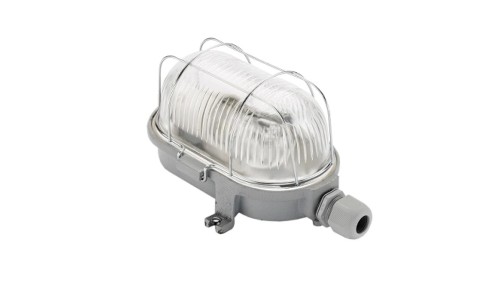 Oprawa LOFT OVAL-7063G, E27, 100W, szara-żeliwo, klosz przeźroczysty-szkło, IP54, siatka metalowa A1280