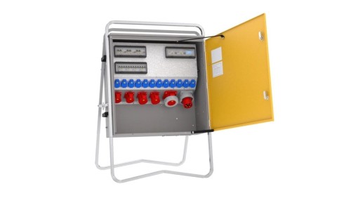 Rozdzielnica budowlana elBOX-XL LW63-01220C wtyk CEE 63A-5P gn: 12xGK 230V 16A 2xCEE 16A 2x32A 1x63A 5xRCCB licznik
