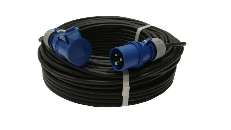Przedłużacz kempingowy elCORD CEE 16A-3 230V IP44 50m H07RN-F 3G1,5 (gumowy OPD) z wt. i gn. CEE 16A-3P 30J25500
