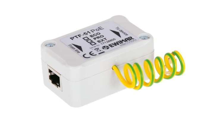 Ochronnik przeciwprzepięciowy do sieci LAN i kamer IP, PTF-51-EXT/PoE