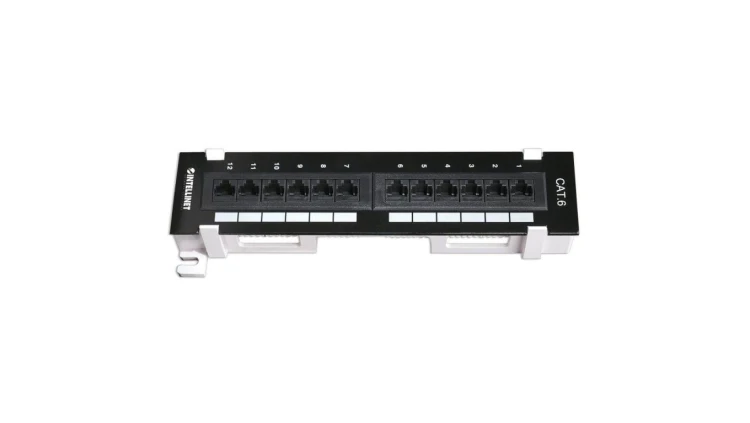 Patch Panel naścienny Cat6 UTP 12x RJ45 do szaf rack