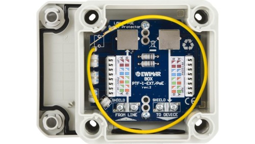 Zewnętrzne zabezpieczenie przeciwprzepięciowe kamer i urządzeń IP serii EXTREME z ochroną PoE BOX PTF-1-EXT/PoE