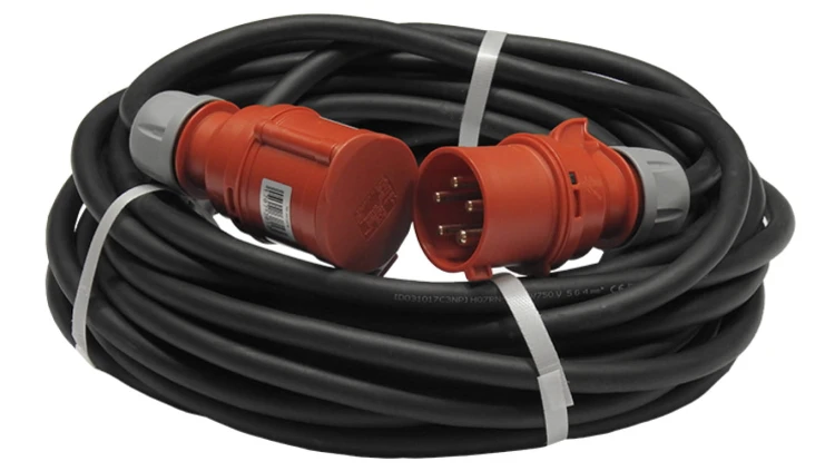 Przedłużacz budowlany elCORD z inwerterem faz CEE 32A 400V IP44 50m H07RN-F 5G4 (gumowy OPD) z wt. i gn. CEE 32A-5P 31355500