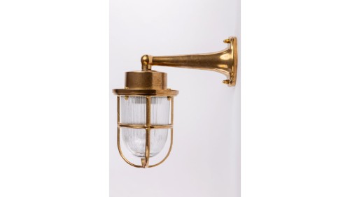 KINKIET mosiężny 63, E27, 60W, klosz przeźroczysty-szkło, IP64, siatka mosiężna A63