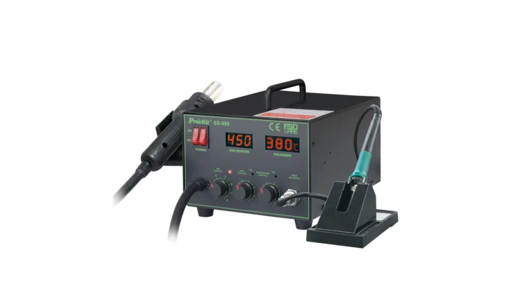 Stacja na gorące powietrze + lutownica Kontrolowana temperatura mikroprocesora 700W / 60W SS-989B