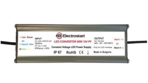 CV LED Power Supply 60W PF0.9 12V IP67 - 980060001200376 - Zasilacz LED stałonapięciowy