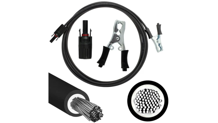 Kabel przyłączeniowy z wtykami typu krokodyl 40A - MC4 4mm2 czarny /3m/