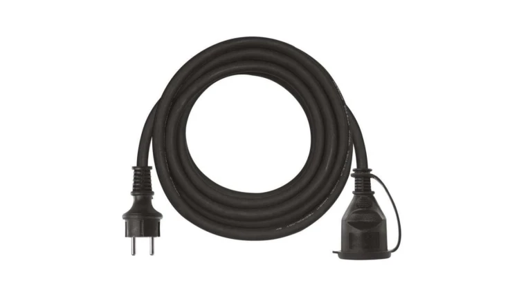 Przedłużacz 1-gniazdowy 5m 3× 15mm guma / neopren P01705