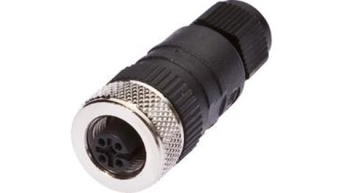 Gniazdo kablowe kątowe połączenie lutowane fi3-6,5mm 4A 240V -25-90stC M12 żeńskie 4-PIN IP67 VK003024