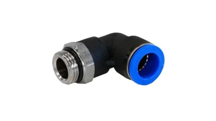 Złącze kątowe gwint M5 męskie, Wciskane 4 mm RS PRO