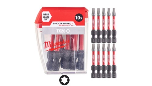 Bity udarowe do wkrętarki TORX TX20 50mm 1/4 SHOCKWAVE 10szt MILWAUKEE