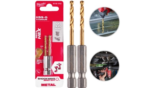 Wiertła do metalu HSS-G TiN walcowane 3mm Zestaw 2szt RED HEX SHOCKWAVE MILWAUKEE