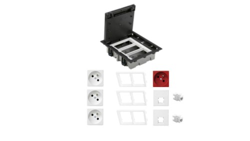 KONTAKT SIMON FLOOR BOX puszka podłogowa 3x gniazdo pojedyncze z/u + 1x gniazdo DATA + 2x gniazdo RJ45 kat. 6 do podłóg technicz