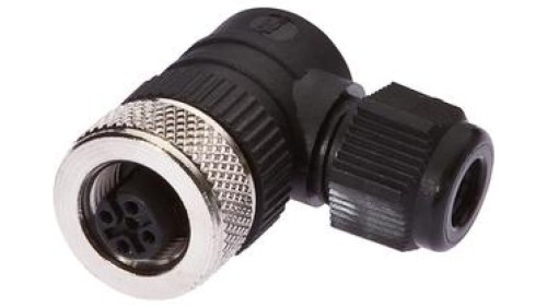 Gniazdo kablowe kątowe połączenie lutowane fi3-6,5mm 4A 60V -25-90stC M12 żeńskie 5-PIN IP67 VK003021