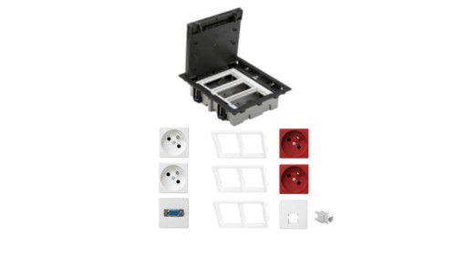 KONTAKT SIMON FLOOR BOX puszka podłogowa 2x gniazdo z/u + 2x gniazdo DATA + 1x gniazdo RJ45 kat. 6 + 1x VGA do podłóg techniczny