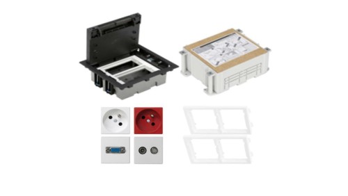 KONTAKT SIMON FLOOR BOX puszka podłogowa 1x gniazdo pojedyncze z/u + 1x gniazdo RTV-SAT + 1x gniazdo DATA z/u + 1x VGA + kaseta