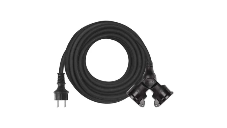 Przedłużacz 2 gniazda 10m 3× 15mm guma P0601