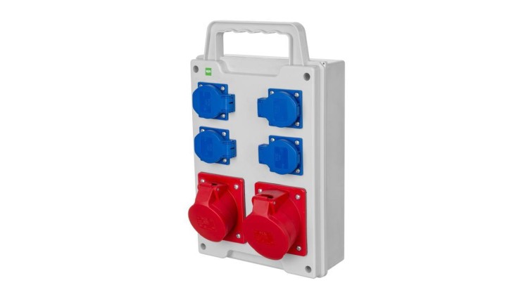 RS rozdzielnica siłowa 4x2P+Z, 3P+N+Z 16A, 3P+N+Z 32A natynkowa, IP44 6214-00