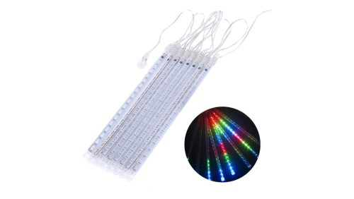 Solarne lampki LED Maclean, 2,4m długościi, 144 diody LED, 8 sopli RGB, tryb opadających sopli, bateria Li 800mAh, MCE412