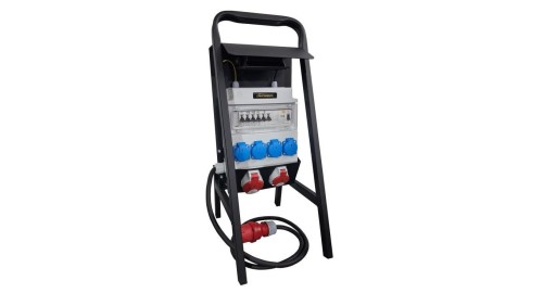 32A, 4xGS 250V, 1xCEE 16A 5P, 1xCEE 32A 5P Rozdzielnica budowlana na stojaku z oświetleniem, IP44, ERB32R1 17006