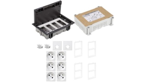 KONTAKT SIMON FLOOR BOX puszka podłogowa 6x gniazdo pojedyncze z/u + 2x gniazdo RJ45 kat. 6 nieekranowany + kaseta do wylewki