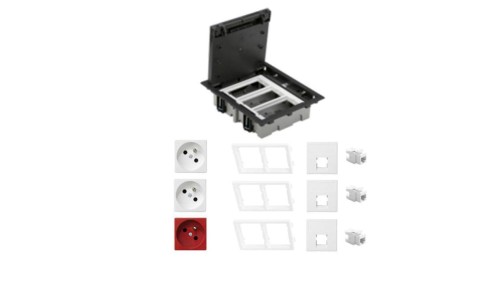 KONTAKT SIMON FLOOR BOX puszka podłogowa 2x gniazdo pojedyncze z/u + 1x gniazdo DATA + 3x gniazdo RJ45 kat. 6 do podłóg technicz
