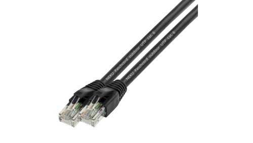 Patchcord zewnętrzny linka UTP kat.6 PVC+PE czarny 5m NEKU