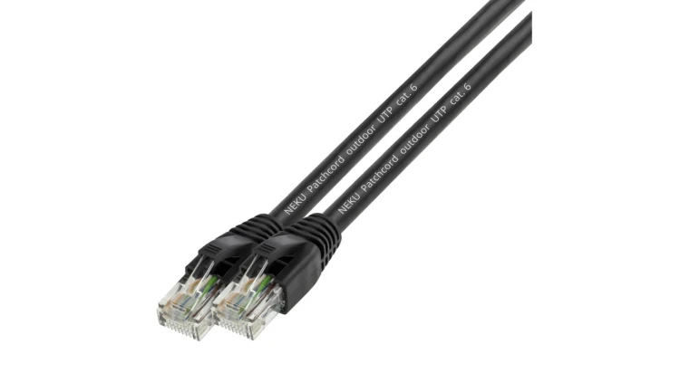 Patchcord zewnętrzny linka UTP kat.6 PVC+PE czarny 5m NEKU