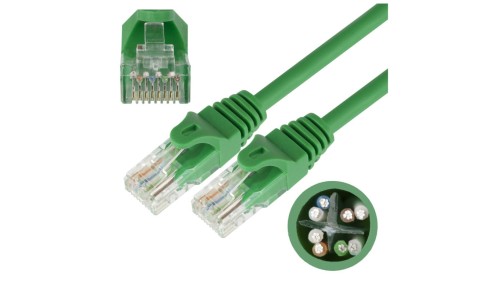 Patchcord UTP kat.6 kabel sieciowy LAN 2x RJ45 linka zielony 0,5m NEKU