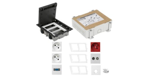 KONTAKT SIMON FLOOR BOX puszka podłogowa 2x gniazdo z/u + 1x gniazdo DATA +1x RTV-SAT+ 1x gniazdo RJ45 kat.6 + gniazdo VGA + kas