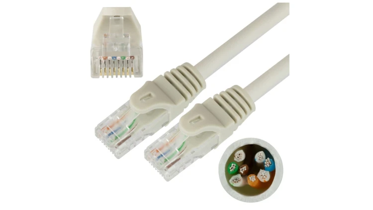 Patchcord UTP kat.5e kabel sieciowy LAN 2x RJ45 linka szary 2m NEKU