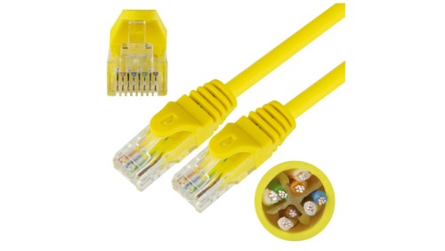 Patchcord UTP kat.6 kabel sieciowy LAN 2x RJ45 linka żółty 0,5m NEKU