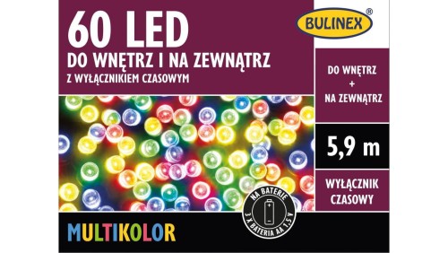 BULINEX 60LED multikolor 5,9m na baterie z wyłącznikiem czasowym
