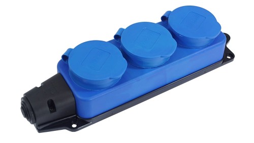 Listwa /rozgałęźnik/ do przedłużacza 3-gniazda z/u gumowe IP44 niebieska AEI602233-L-B