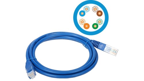 Patch-cord U/UTP kat.5e PVC 5.0m niebieski KKU5NIE5