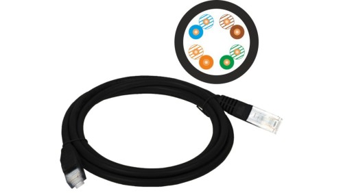 Patch-cord U/UTP kat.5e PVC 5.0m czarny KKU5CZA5
